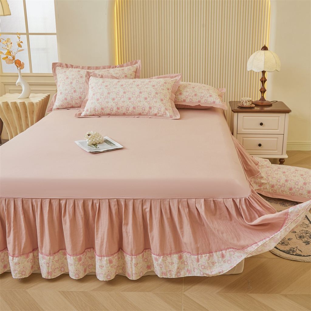 91家纺网 家纺一手货源 找家纺 （总）缦彩 【加微信送买家秀】2025年纯棉母婴级双层纱双拼公主风床裙