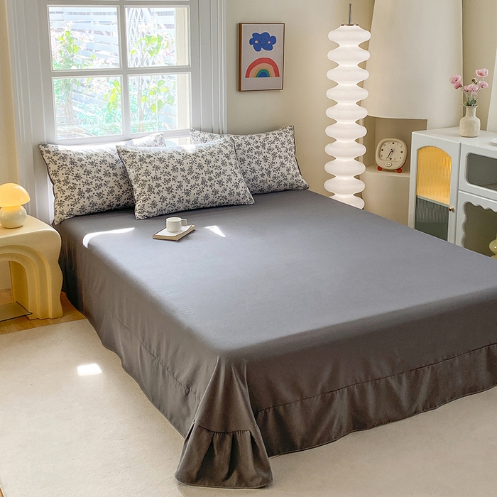 91家纺网 家纺一手货源 找家纺 富缦庭2025新款A类针织双层纱四件套暗香灰