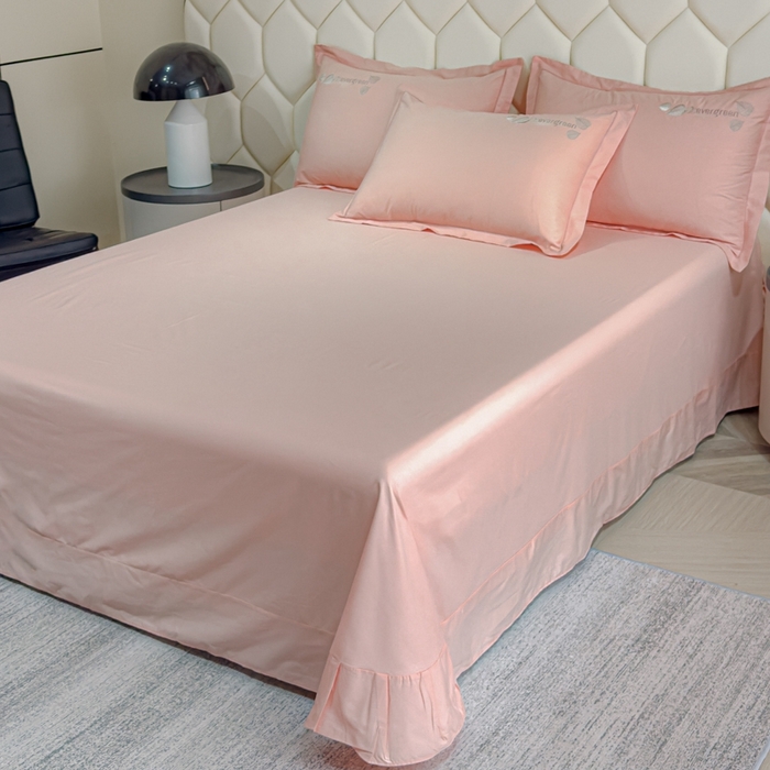 91家纺网 家纺一手货源 找家纺 U品汇  2025新款纯棉全棉长绒棉刺绣绣花高端礼盒四件套-叶夕 花晨叶夕-藕荷色