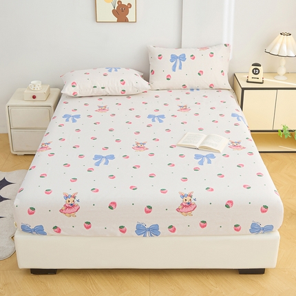 首爱2025新款原棉老粗布床笠支持特殊规格定制 常年不断货 大批量供应  草莓小兔