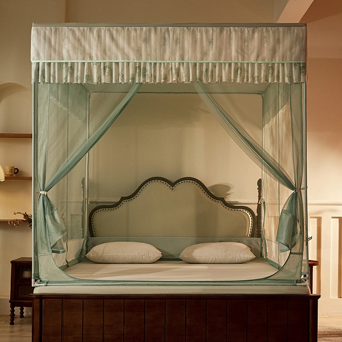 91家纺网 家纺一手货源 找家纺 青竹苑2025新款花边款床笠底防摔坐床蚊帐-雅致 雅致-瓦松绿