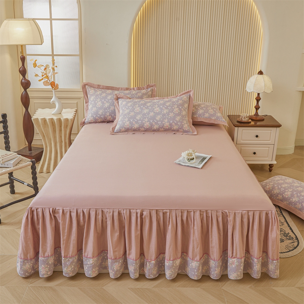 91家纺网 家纺一手货源 找家纺 缦彩 【加微信送买家秀】2025年纯棉母婴级双层纱双拼公主风床裙 玛德琳娜