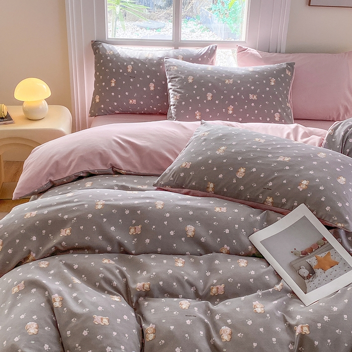 91家纺网 家纺一手货源 找家纺 富缦庭2025新款A类针织双层纱四件套米洛狗