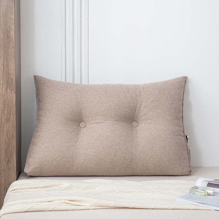 91家纺网 家纺一手货源 找家纺 美达人2025新款麻布珍珠棉三角靠背 亚麻单人杏子卡其