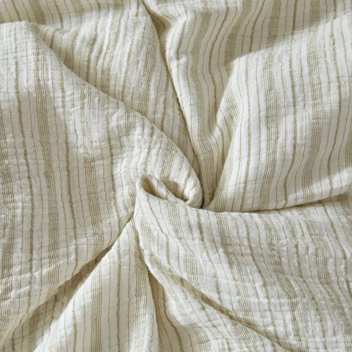 91家纺网 家纺一手货源 找家纺 AB家纺 2025新款三层款皱皱纱条纹四件套 小半-浅绿