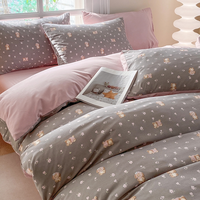 91家纺网 家纺一手货源 找家纺 富缦庭2025新款A类针织双层纱四件套米洛狗