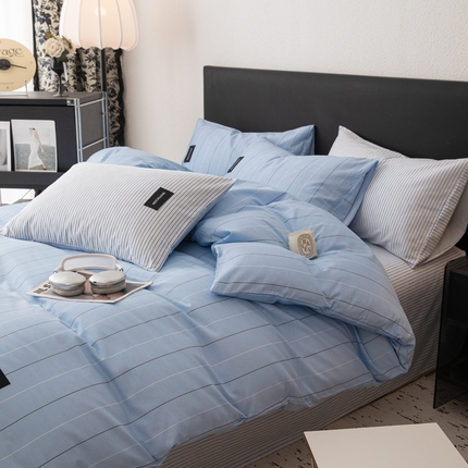 2025新款简约纯棉四件套 轻羽蓝