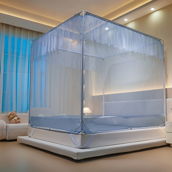 91家纺网 家纺一手货源 找家纺 卓尔居 2025绗绣编织防摔蚊帐-夏至 夏至-浅蓝