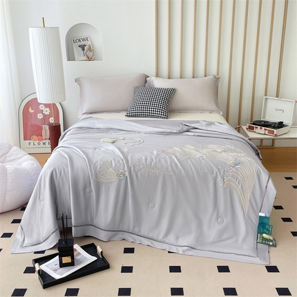 优姿家纺 2025新款60S天丝绣花镂空夏被 灰色1