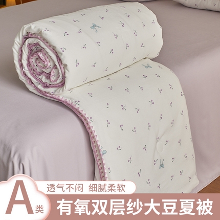 91家纺网 家纺一手货源 找家纺 （总）暖阳 2025年新款大豆双层纱夏被四件套