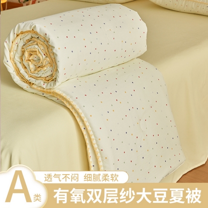 91家纺网 家纺一手货源 找家纺 （总）暖阳 2025年新款大豆双层纱夏被四件套