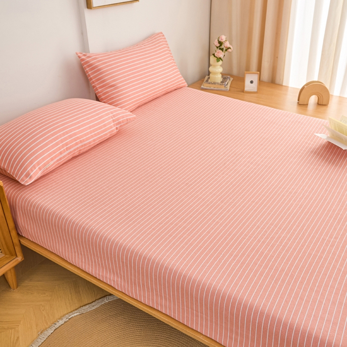 91家纺网 家纺一手货源 找家纺 首爱2025新款原棉老粗布床笠支持特殊规格定制 常年不断货 大批量供应  条纹粉