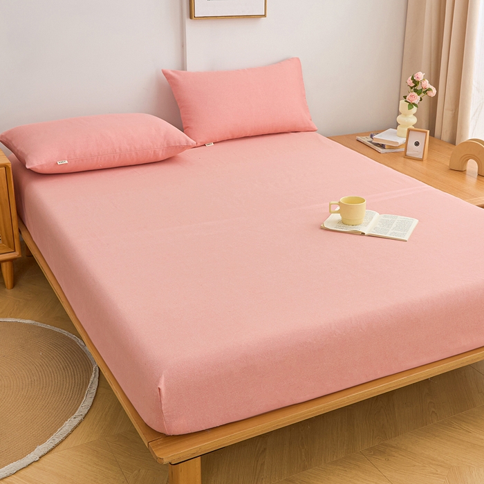 91家纺网 家纺一手货源 找家纺 首爱2025新款原棉老粗布床笠支持特殊规格定制 常年不断货 大批量供应  樱花粉