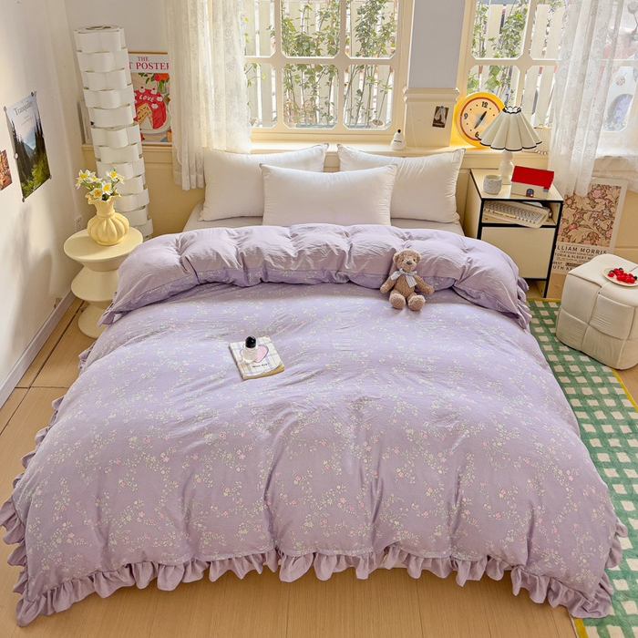 91家纺网 家纺一手货源 找家纺 纽缦家纺 2025新款云感提花双层纱韩版被套 恋如青柠香