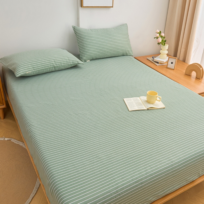 91家纺网 家纺一手货源 找家纺 首爱2025新款原棉老粗布床笠支持特殊规格定制 常年不断货 大批量供应  条紋绿