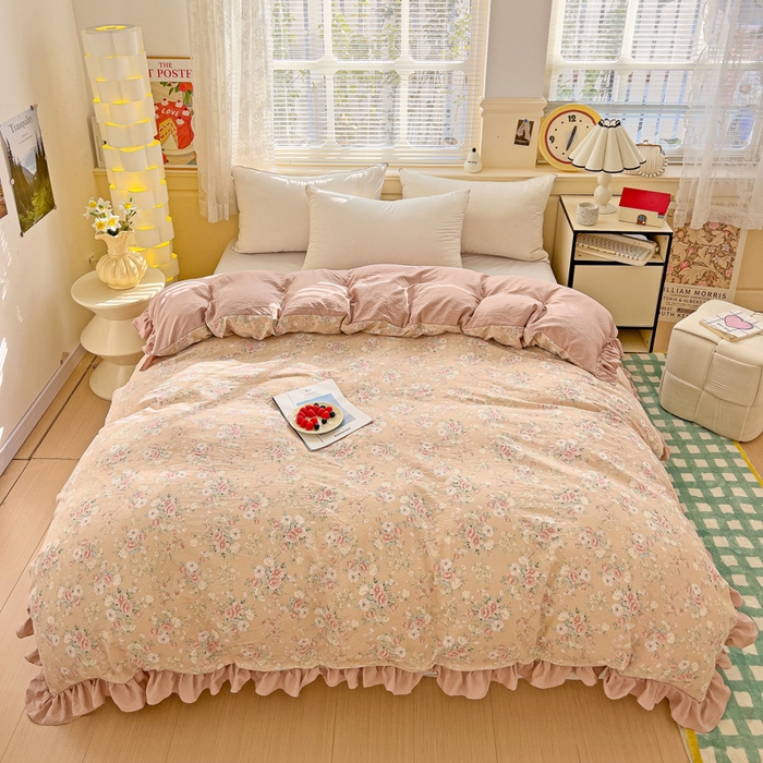 91家纺网 家纺一手货源 找家纺 纽缦家纺 2025新款云感提花双层纱韩版被套 爱如星辰