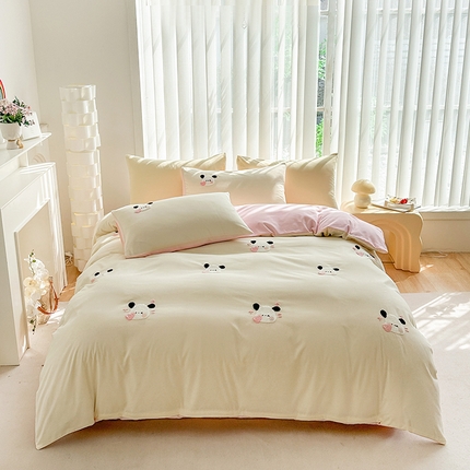 91家纺网 家纺一手货源 找家纺 （总）眷恋家纺 2025新款卡通毛巾绣水洗棉四件套