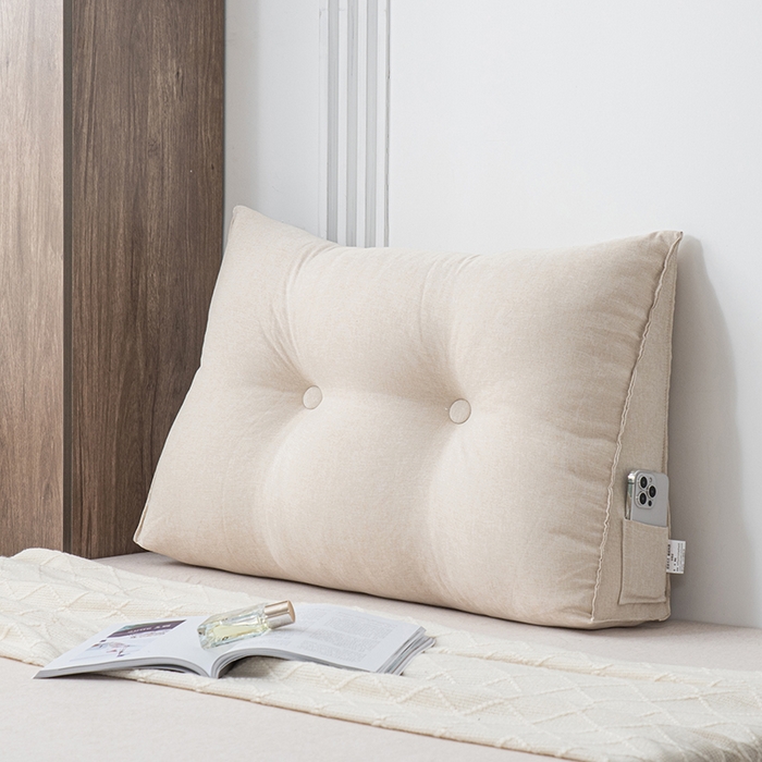 91家纺网 家纺一手货源 找家纺 美达人2025新款麻布珍珠棉三角靠背 亚麻单人  溶月米黄