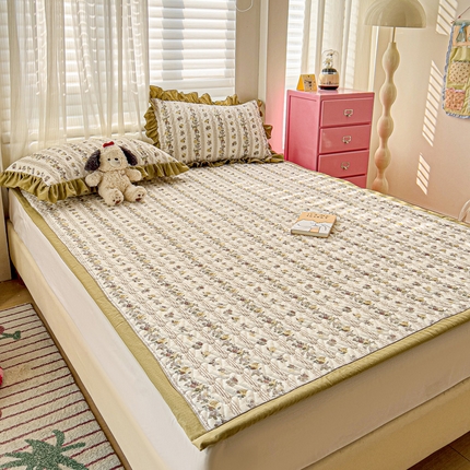 纽缦家纺2025新款云感提花双层纱夹棉床垫 玫瑰哒