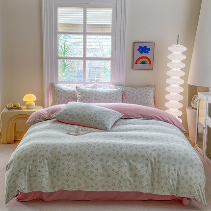 91家纺网 家纺一手货源 找家纺 富缦庭2025新款A类针织双层纱四件套花华庄园