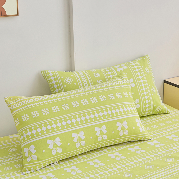 91家纺网 家纺一手货源 找家纺 首爱2025新款原棉老粗布床笠支持特殊规格定制 常年不断货 大批量供应  草莓格绿