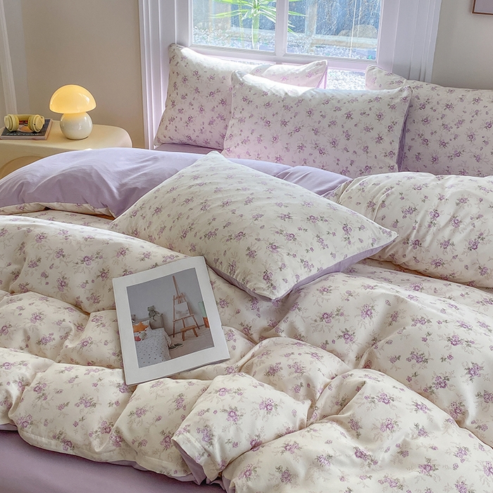 91家纺网 家纺一手货源 找家纺 富缦庭2025新款A类针织双层纱四件套春意花开