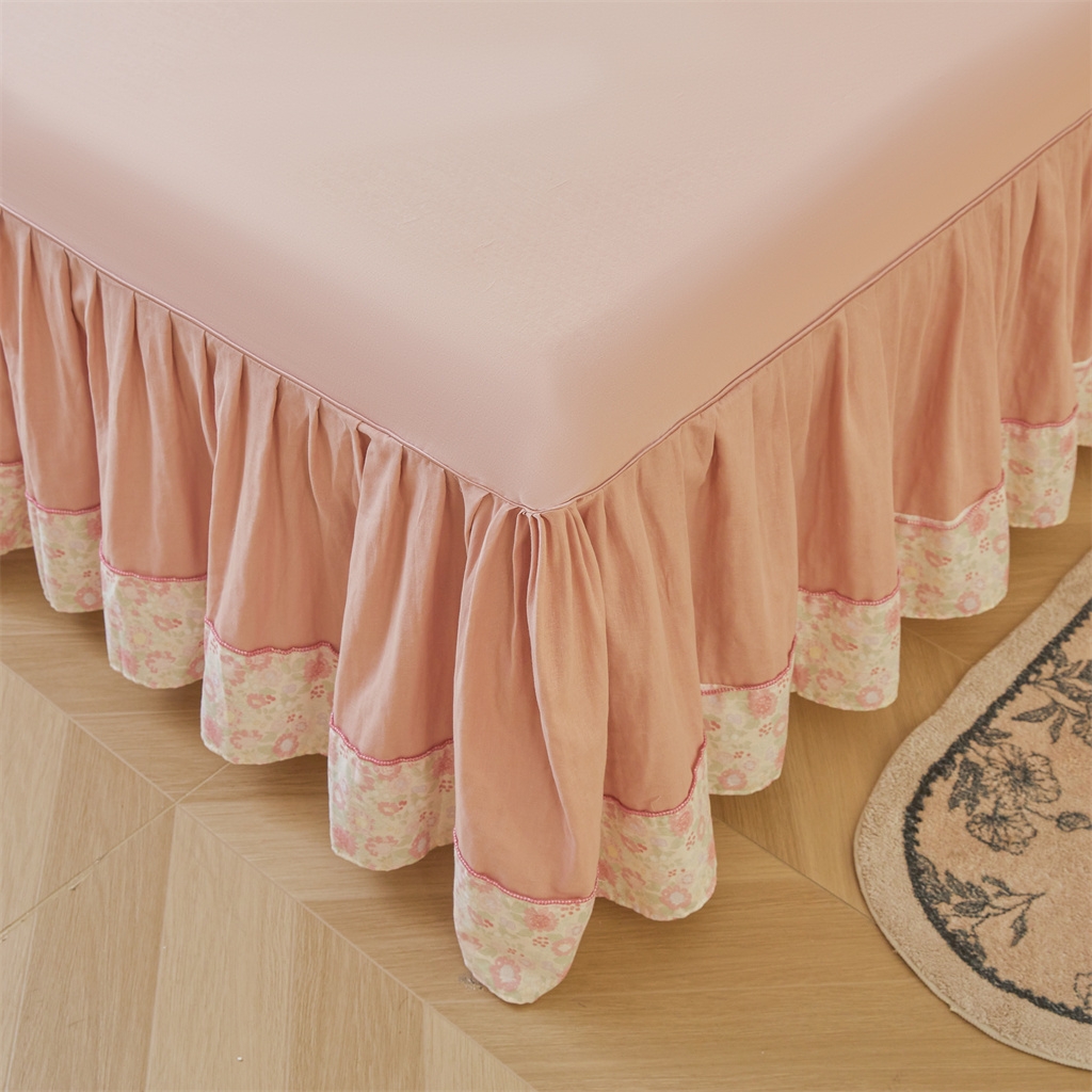 91家纺网 家纺一手货源 找家纺 （总）缦彩 【加微信送买家秀】2025年纯棉母婴级双层纱双拼公主风床裙