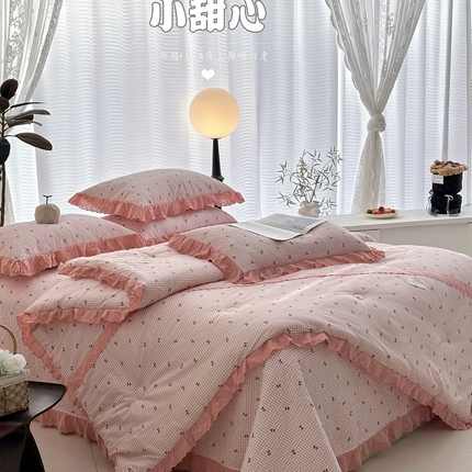 91家纺网 家纺一手货源 找家纺 （总）佰织鑫2025跑量款法式棉花床盖款春秋被四件套夏被四件套填充29%大豆纤维加71%抗菌纤维