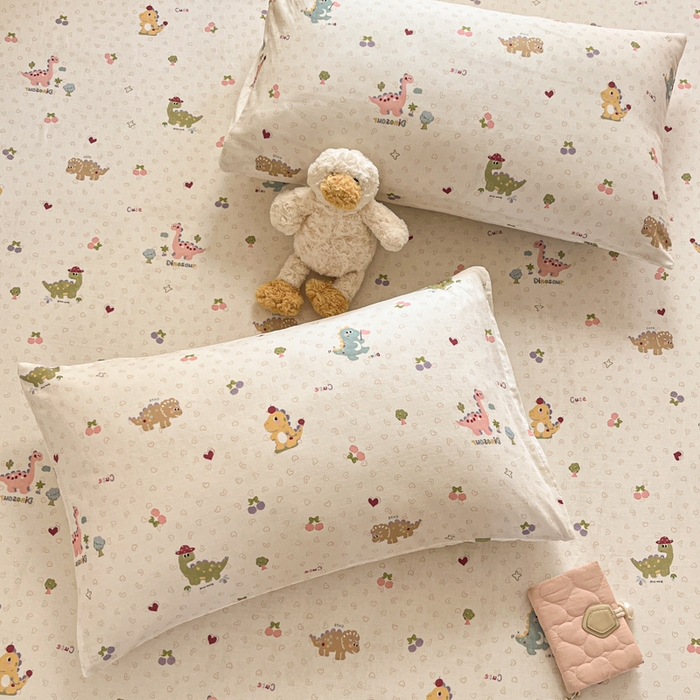 91家纺网 家纺一手货源 找家纺 博雅 2025新款全棉A类双层纱床笠 萌趣龙宝