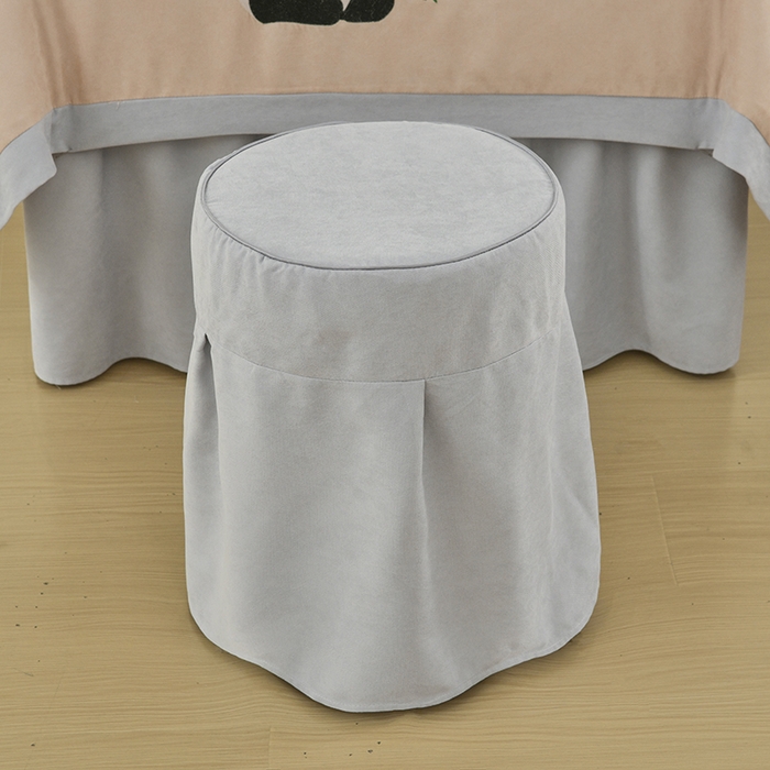 91家纺网 家纺一手货源 找家纺 不打烊家纺 2025新款贡缎绣花熊猫系列美容床罩 卡其色拼灰色