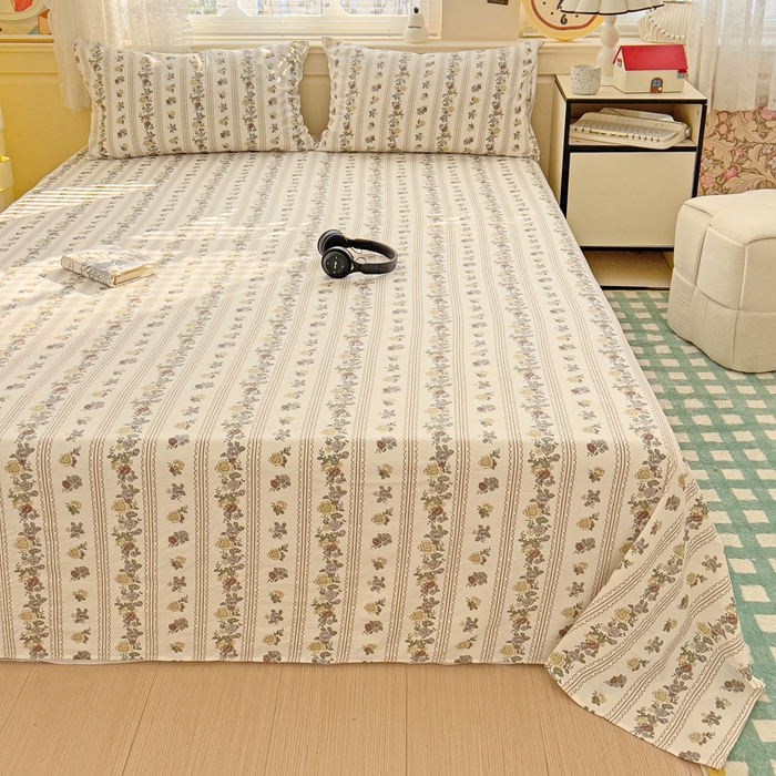 91家纺网 家纺一手货源 找家纺 纽缦家纺 2025新款云感提花双层纱床单 玫瑰哒