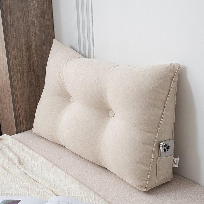 91家纺网 家纺一手货源 找家纺 美达人2025新款麻布珍珠棉三角靠背 亚麻单人  溶月米黄