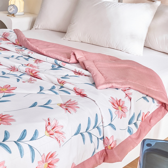 91家纺网 家纺一手货源 找家纺 羽梦家纺2025新款新疆棉花全棉夏凉被 梦田粉