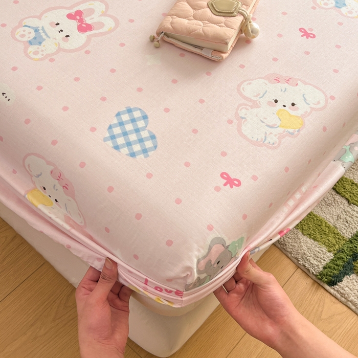 91家纺网 家纺一手货源 找家纺 博雅 2025新款全棉A类双层纱床笠 甜宠派对