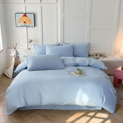 91家纺网 家纺一手货源 找家纺 卢赛尔 2025新款全13372纯色单被套 天空蓝
