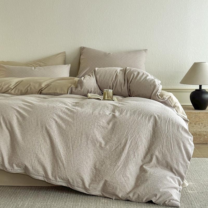 91家纺网 家纺一手货源 找家纺 ab家纺 2025新款小碎花三层纱 波尔卡-咖