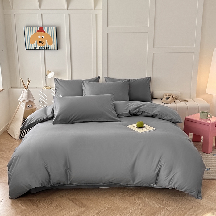 91家纺网 家纺一手货源 找家纺 卢赛尔 2025新款全13372纯色单被套 高级灰