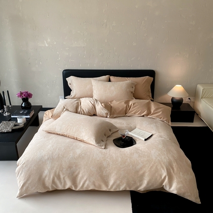 旷野 2025新款全棉色织提花四件套 雾凇-奶咖