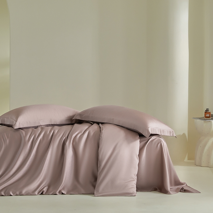 91家纺网 家纺一手货源 找家纺 618家纺 2025新款60SA类100支纯色系列进口兰精天丝四件套 豆沙紫