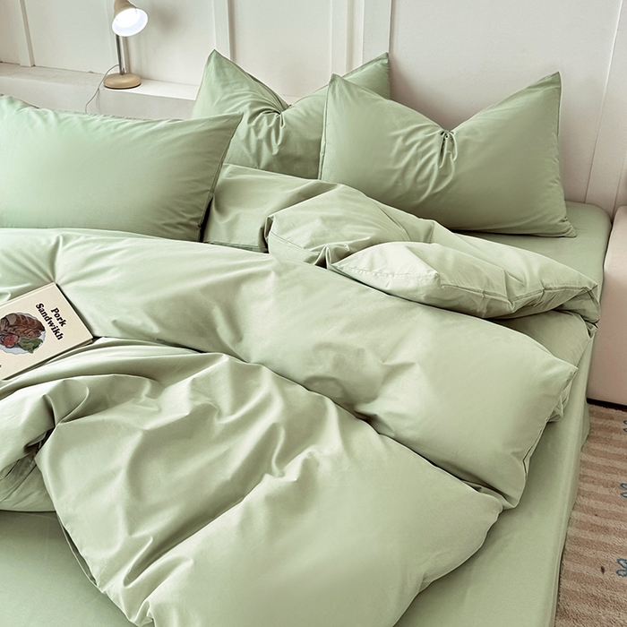 91家纺网 家纺一手货源 找家纺 卢赛尔 2025新款全13372纯色单被套 豆绿色