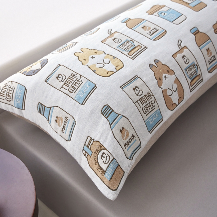 91家纺网 家纺一手货源 找家纺 爱港家纺 2025新款全棉纱布长枕套，双人 单人 情侣款纯棉枕套 百味人生