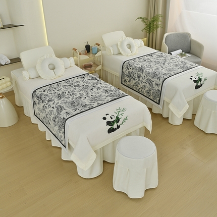 91家纺网 家纺一手货源 找家纺 （总）不打烊家纺 2025新款贡缎绣花熊猫系列美容床罩