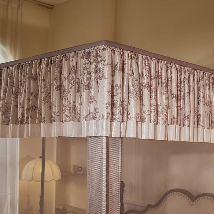 91家纺网 家纺一手货源 找家纺 青竹苑2025新款花边款床笠底防摔坐床蚊帐-伊甸园 伊甸园-棕咖