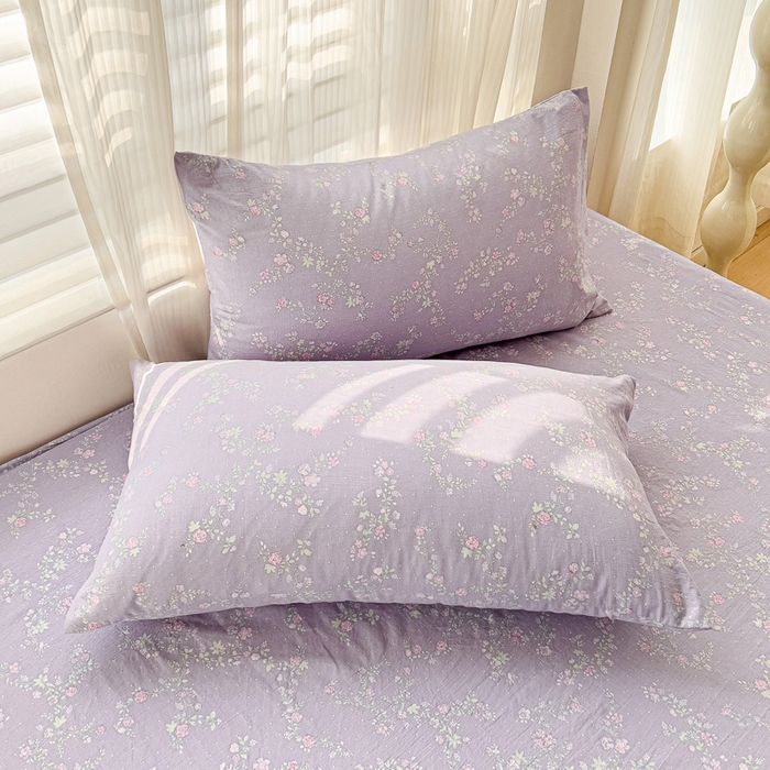 91家纺网 家纺一手货源 找家纺 纽缦家纺 2025新款云感提花双层纱床笠 恋如青柠香