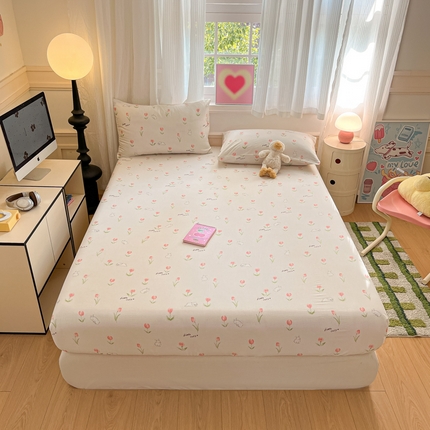 博雅 2025新款全棉A类双层纱床笠 花园萌兔