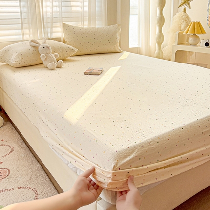 纽缦家纺 2025新款云感提花双层纱床笠 波点世界