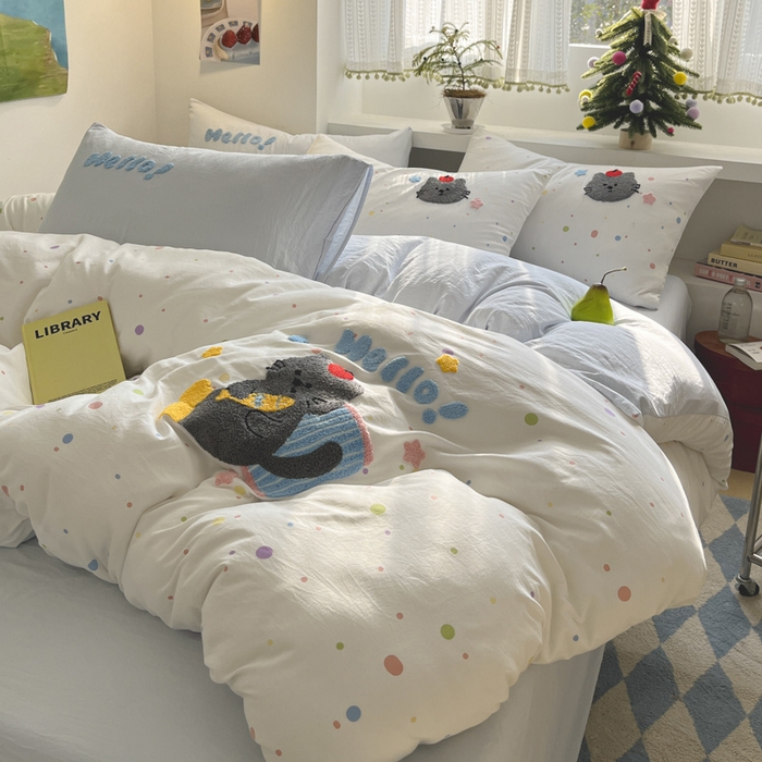 91家纺网 家纺一手货源 找家纺 （总）桃心家居 2025新款A类亲肤舒适软糯云柔水洗棉印加绣卡通毛巾绣水洗棉系列