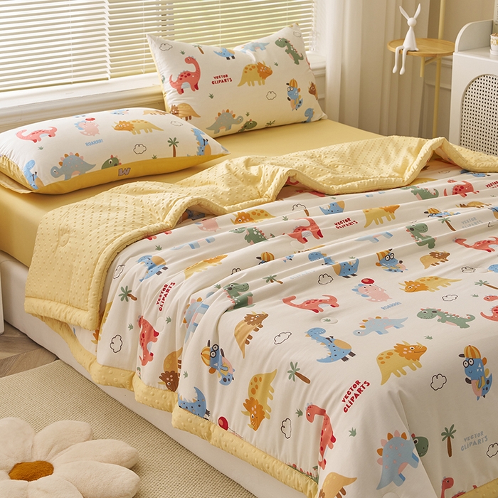 91家纺网 家纺一手货源 找家纺 暖阳 2025年新款纯棉豆豆夏被夏凉被被子被芯 豆豆-恐龙萌游记