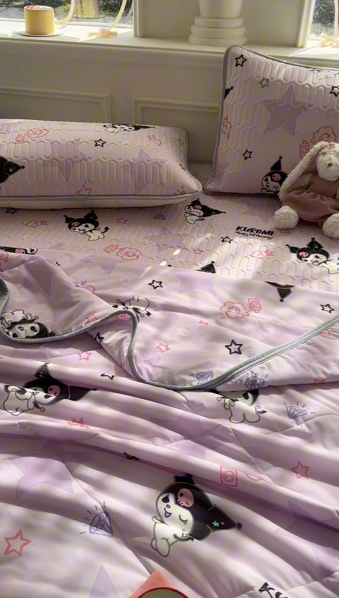 91家纺网 家纺一手货源 找家纺 希诺2025春夏新款小版三丽鸥凉感夏被夏凉被空调被 星星库洛米