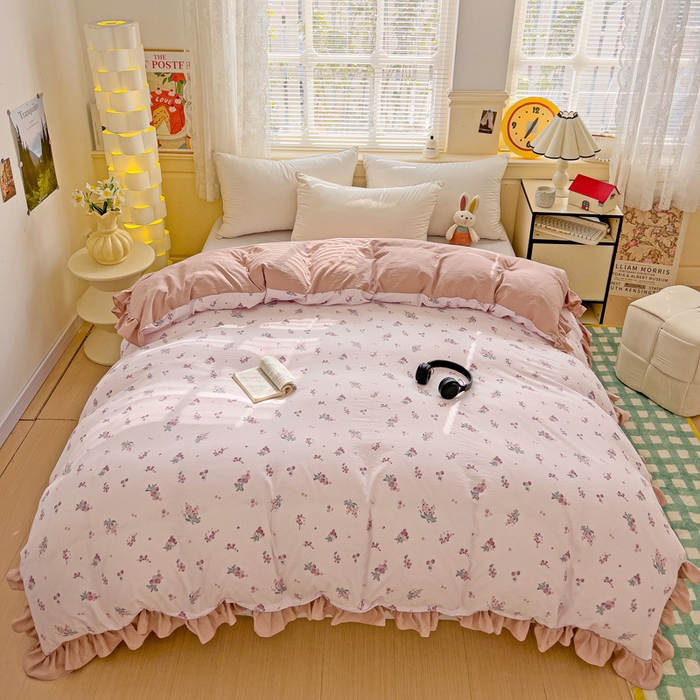 91家纺网 家纺一手货源 找家纺 纽缦家纺 2025新款云感提花双层纱韩版被套 葡萄七分甜